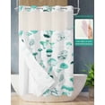 thumbnail image 2 of No Hook Shower Curtain with Snap in Liner, Vintage Turquoise Mushroom Hotel Shower Curtains for Bathroom, Washable Shower Curtain Liner Set with Mesh Top Window, 54"x78", 2 of 6