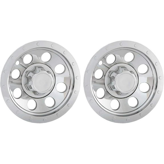 Set of two QT8CHB -x2, ABS Chrome Plated Wheel Covers for 8" Wheels, for Mowers, Trailers, Dollies, Golf Carts and more.