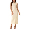thumbnail image 1 of Vestido de suéter midi sin mangas de punto acanalado para mujer INSPIRE CHIC, elegante y casual con cuello simulado, 1 of 5