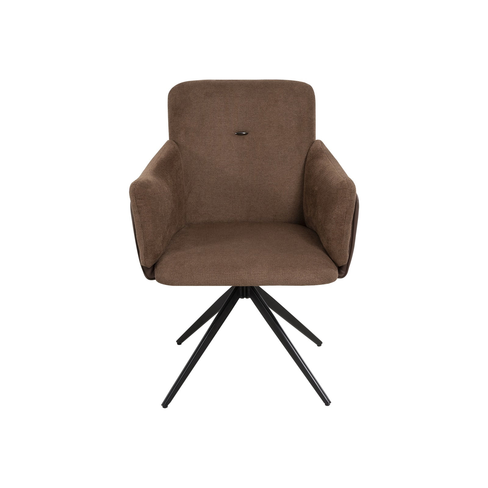Hommoo 360° Swivel Accent Chair Set of 2, Modern Linen Upholstered Armchair with Metal Base, for Home & Office, Dark Brown