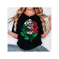 thumbnail image 1 of Pure Cotton T-shirt Rose Floral Mexico Flag Love Mexico independence Mexican T-Shirt Casual Shortsleeve, 1 of 6