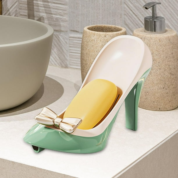 Soporte para jabón BLESIY forma de zapato de tacón Verde fácil de limpiar