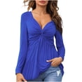thumbnail image 2 of Pntutb Primavera Mujer Moda Cuello en V Manga larga Color sólido Sexy Casual Tee tops Pntutb Pntutb-460, 2 of 8