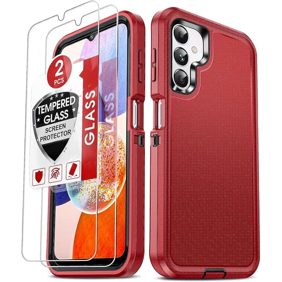 Entronix 3-in-1 Heavy Duty Case Compatible with Galaxy A25 with 2 Screen Protector, Red