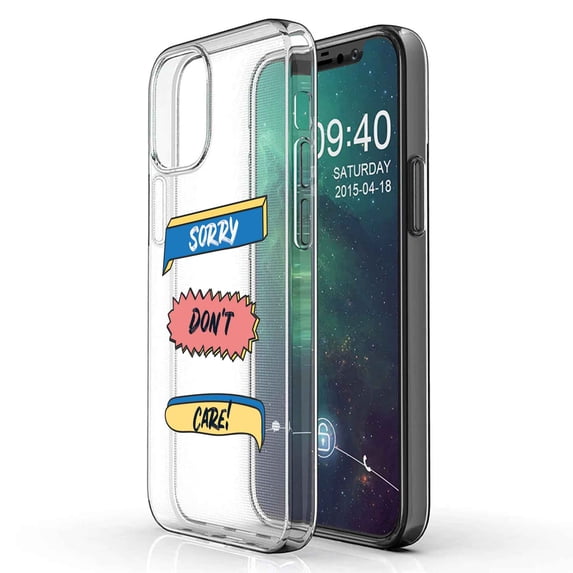 TalkingCase Slim Phone Case Compatible for Apple iPhone 12 Pro MAX, Don't Care Clear Print, Lightweight,Flexible,Soft, USA
