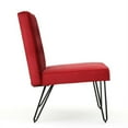 thumbnail image 4 of Red Velvety Soft Upholstered Polyester Accent Chair Black Metal Legs, 4 of 5