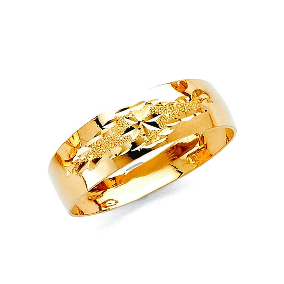 14k Yellow Gold 6mm Light Tapered Wedding Band Ring Size 7 Wedding Band for Women and Men