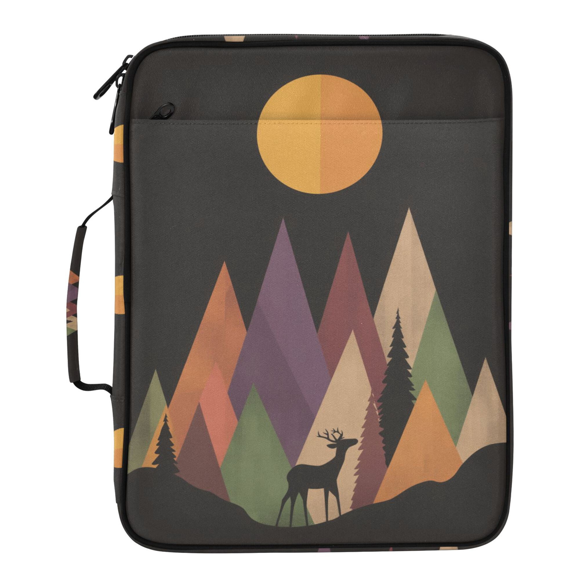 FORMRS Accordion File Folder A4 Size 7-Pocket Expanding Document Organizer Bag with 3 Ring Binder, Abstract Mountain