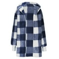 thumbnail image 5 of ZHYou Hoodie Coats For Women Plaid Hoodie Jacket Long Sleeve Plush Loose Cardigan Coat, 5 of 6