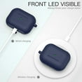 thumbnail image 5 of AirPods Pro 2nd Gen Case [Front LED Visible], Entronix Silicone Protective Shockproof Earbuds Case Cover Skin with Keychain Kit Set Compatible for Apple AirPods Pro 2nd Generation (Navy), 5 of 6