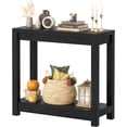 thumbnail image 7 of 32" Farmhouse Wood Narrow Console Table with Open Storage Shelves: Entryway/Sofa Table, Easy Assembly, Embossed Wood,Black, 7 of 7
