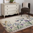 thumbnail image 3 of Spring Flowers Area Rugs 3'x5', Small Throw Rugs for Living Room Bedroom, Vintage Floral Leaves Birds Pastoral Botanical Indoor Outdoor Rug Non-Slip Low Pile Carpet Runner Reversible Floor Mats, 3 of 8