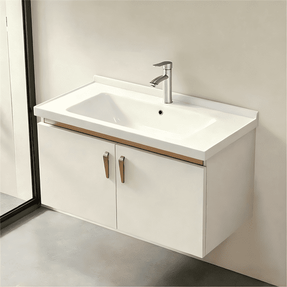 Hiliveshome 18.8" Wall-Mounted Bathroom Vanity with Ceramic Sink & Faucet, White