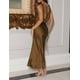 thumbnail image 4 of Vestido largo VUBIYA elegante de satén con cuello en V sin espalda para mujer, 4 of 5
