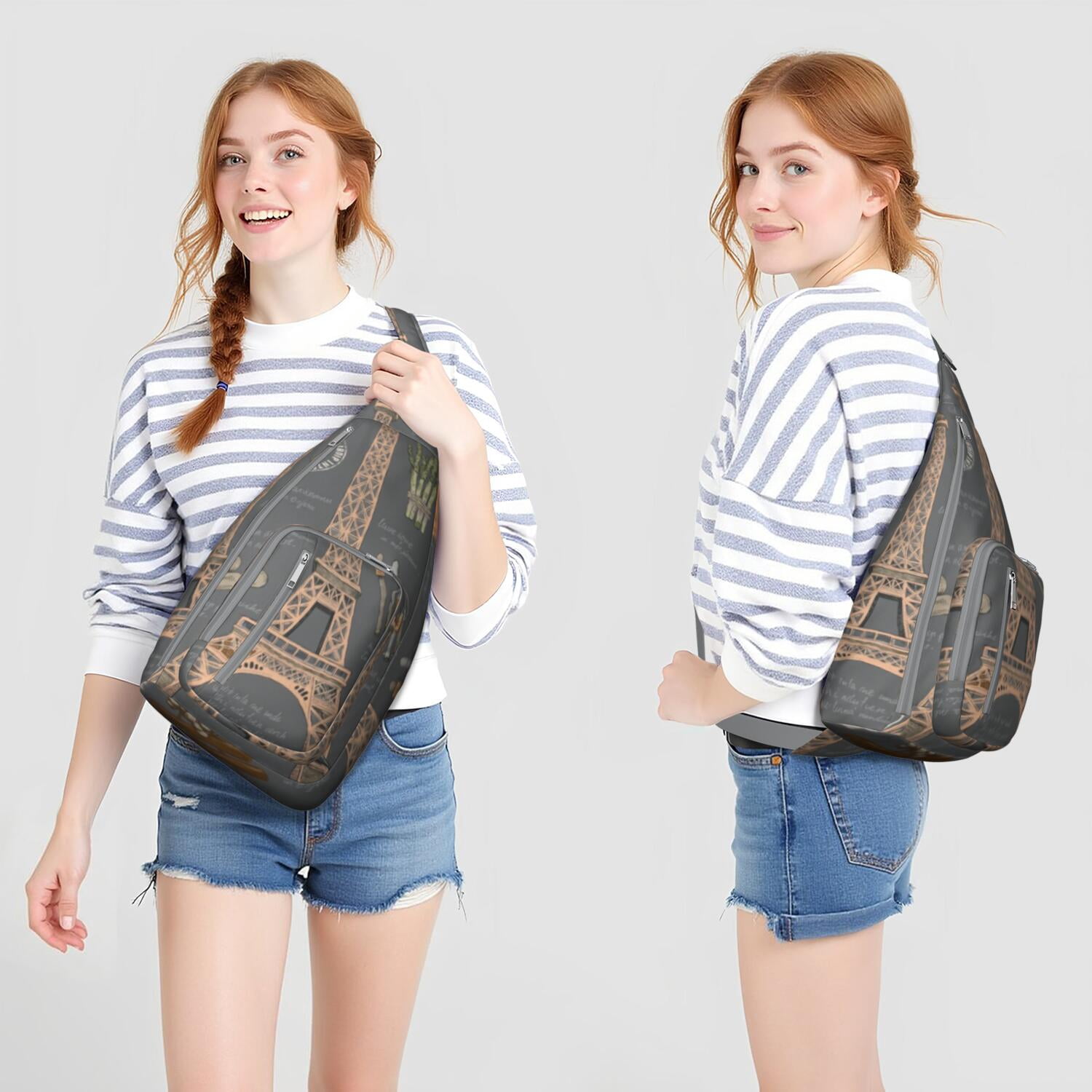 Tower Sling Bag Crossbody Backpack,Crossbody Sling Bag Adjustable Casual Shoulder Backpack for Travel Outdoor Activities