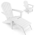 thumbnail image 2 of Gymax Patio Adirondack Chair HDPE Outdoor Lounge Chair w/ Retractable Ottoman White, 2 of 7