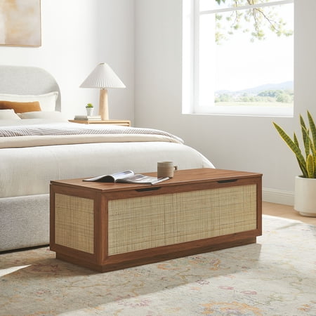 Modway Soma Rattan Storage Bench in Walnut by Modway