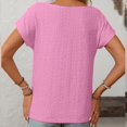 thumbnail image 5 of Pincandy Women's Casual Solid V Neck Loose Striped Short Sleeved T-shirt Top Summer Tops Cute Neck Tops Loose Dressy Casual Shirts Cap,Pink,2XL, 5 of 7