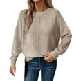 thumbnail image 2 of Sweaters for Women 2025 Fall Winter Long Sleeve Crewneck Loose Stylish Knitted Jumper Top Womens Pullover Sweaters, 2 of 6