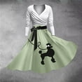 thumbnail image 2 of Robes d'Été pour Femmes, Robe Longue à Manches Courtes Col en V Mode 1950 Caniche Vert Clair m, 2 of 4