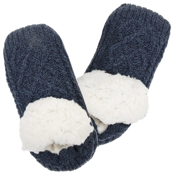 OFFIGAM 1 Pair Navy Plush Warm Non- Ankle Socks for Women Cozy Soft Winter Socks