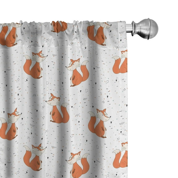 Ambesonne Fox Curtains, Orange Forest Animal, Pair of 28"x63", Orange Seafoam Black