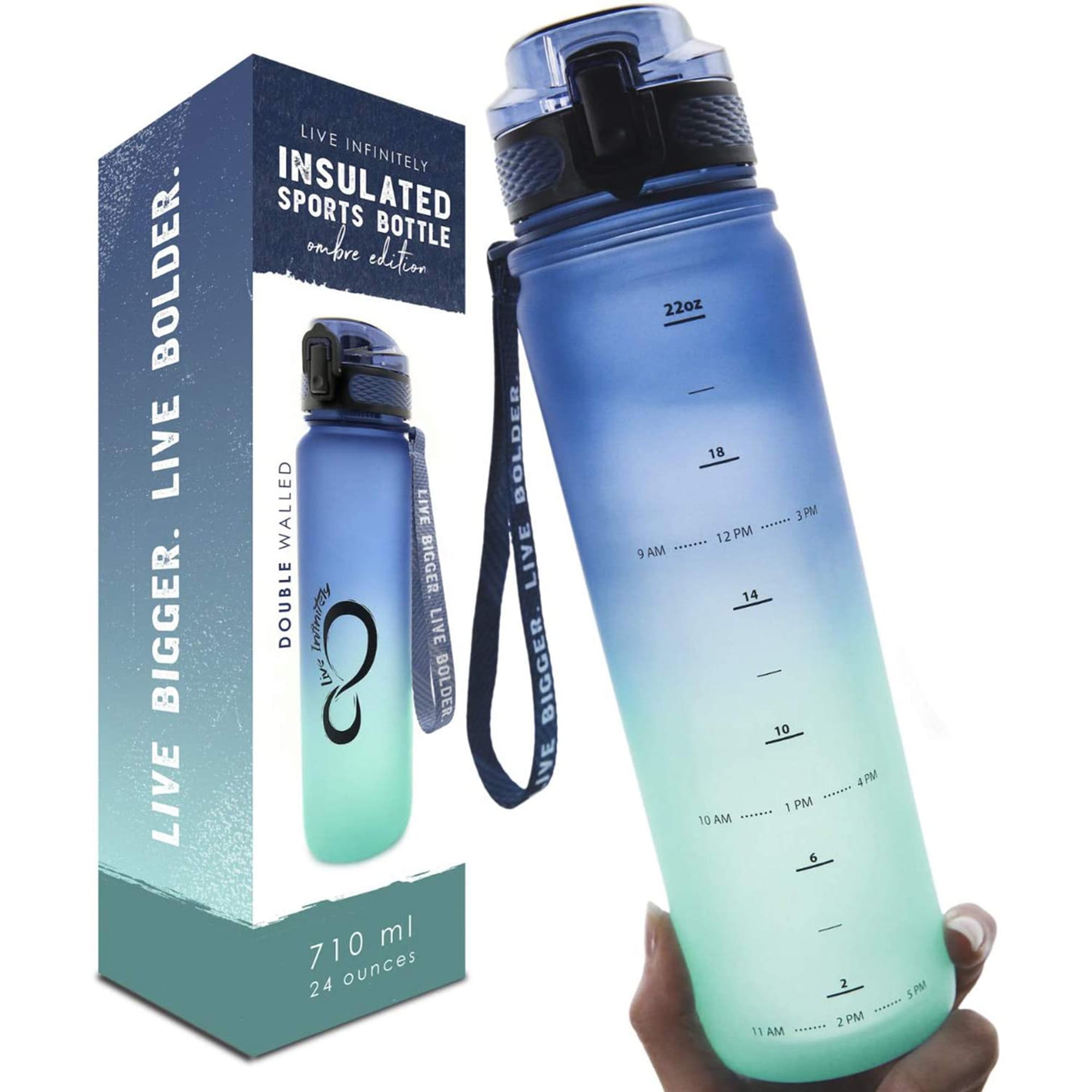 Live Infinitely 20 Oz Kids Water Bottle with Straw BPA Free Water Bottle,  Glacier 