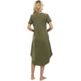 thumbnail image 4 of Womens Long Nightdress Ankle-Length Nightgowns Short Sleeve V Neck Loungewear Pajamas Sleepwear with 2 Pockets,Sleep Shirt ,Casual Cotton Plus Size Sleepdress for Girls House Dress,Green S-3XL, 4 of 9