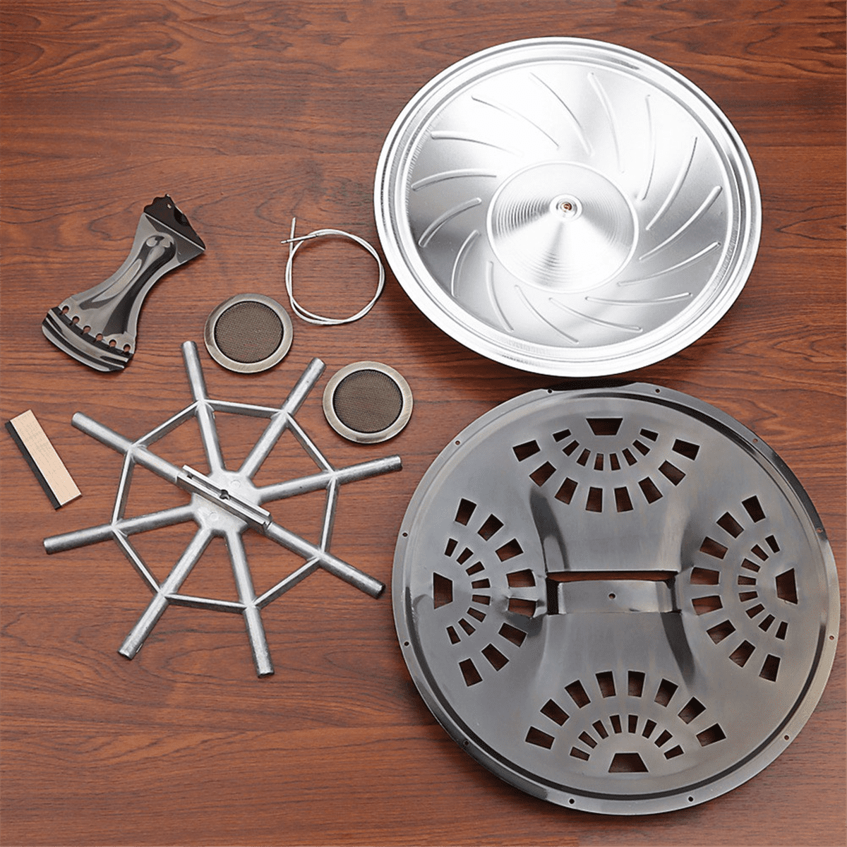 Resonator Cones Soundhole Screens Tailpiece Spider Bridge Saddle Set for Dobro Guitar Parts Accessories