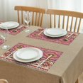 thumbnail image 3 of Rustic Boho Flax Placemats Set of 4, 12x18 Inch Exotic Floral Pattern Table Mats, Washable Ethnic Vintage Decor for Tribal Folk Style Kitchen or Earthy Dining Room, 3 of 6