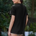 thumbnail image 4 of Tops de Manga Corta de las Mujeres, Moda Color Sólido, Cuello Redondo Línea Trasera Diseño Blusa, 4 of 8