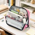 thumbnail image 6 of Pencil Bag with Magnetic Foldable Base Large Capacity Stand-Up Pencil Case Durable Nylon Pen Pouch Pink and White Flowers, 6 of 7