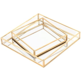 Decorative Rectangular Tray Shimmer Jewelry Table Modern Crystal