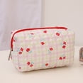 thumbnail image 4 of Bolsa de cosméticos coreana, de maquillaje acolchada floral, de artículos diversos (rojo sandía) Ehuebsd Para Estrenar, 4 of 8