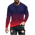 thumbnail image 2 of S-4X Big & Tall T Shirts for Men Plus Size Long Sleeve Crewneck T-Shirts Mens Casual Stripe Printed Pullover Slim-Fit Basic Athletic Workout Tees Tops, 2 of 5