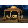 Sunjoy Rosemary SoftTop Gazebo Canopy with Mosquito Netting and Privacy Curtains for Outdoor 12' x 12', Beige