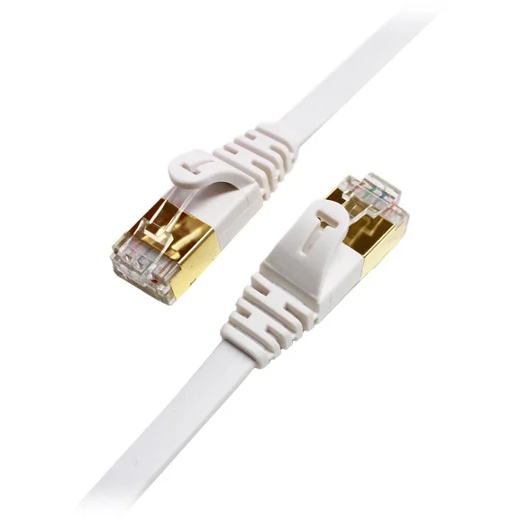 Cat7 Ethernet Cable 2 pack of 25FT Copper Shielded RJ45 Cord for Router, PC, Gaming, Servers, PoE Security Cameras, Smart TVs, 10Gbps 600MHz High-Speed Network Patch, White, Cables Direct Online