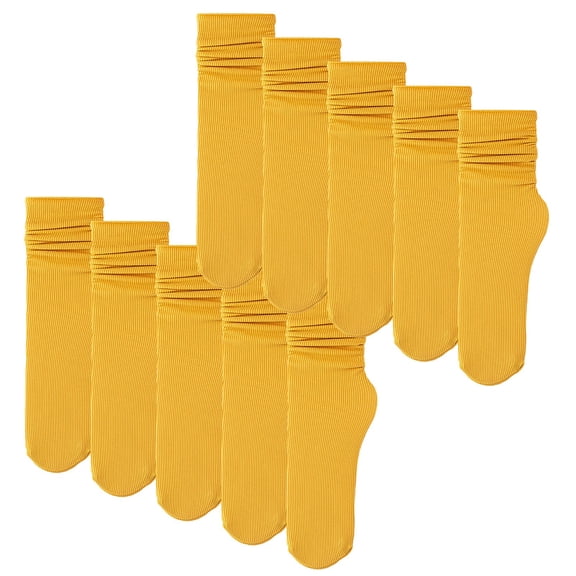 yuqude 10 Pairs Yellow Ankle Socks for Women Flock Cushioned, Soft & Breathable Men & Women One Size