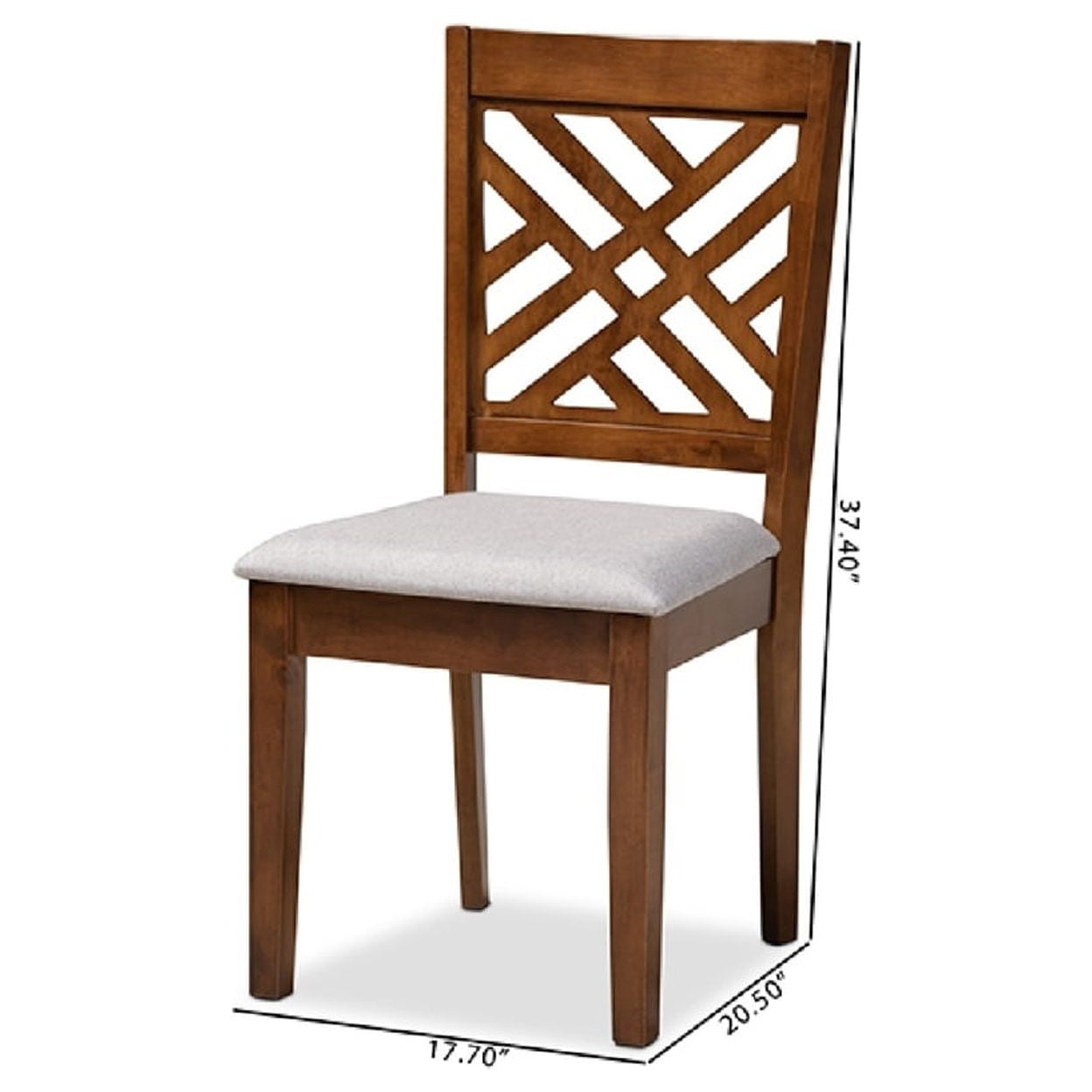 Baxton Studio Caron Modern and Contemporary Grey Fabric Upholstered Walnut Brown Finished 4-Piece Wood Dining Chair Set