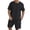 Black, variant on Men's 2 Piece Outfits Short Sleeve Waffle Knit Tracksuit Summer Shirt and Shorts Set Mens Short Sets 2 Piece Outfits Casual Summer Short Sleeve Sweatsuits Sets