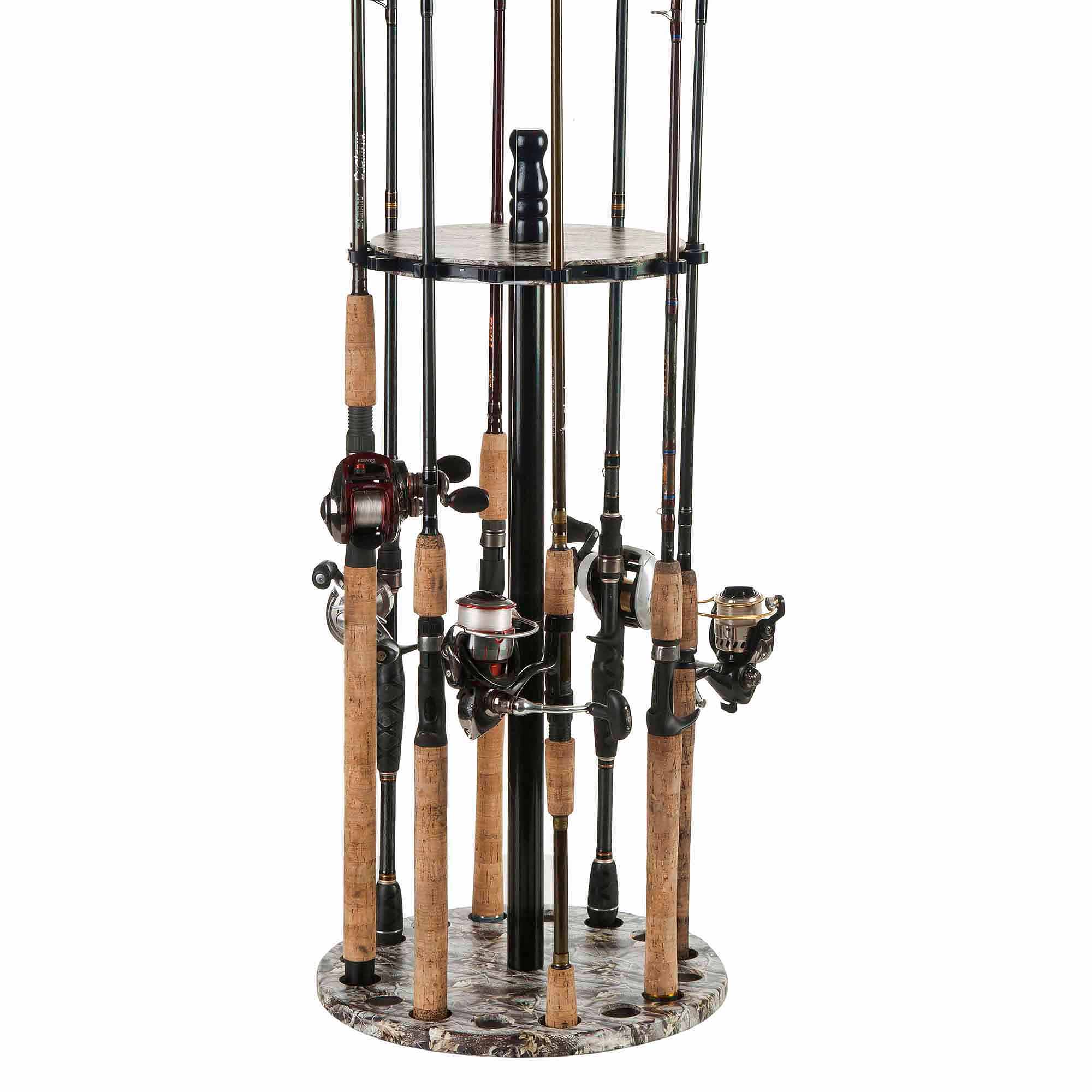 Organized Fishing Round Floor Rack, 15 Capacity, Camo 