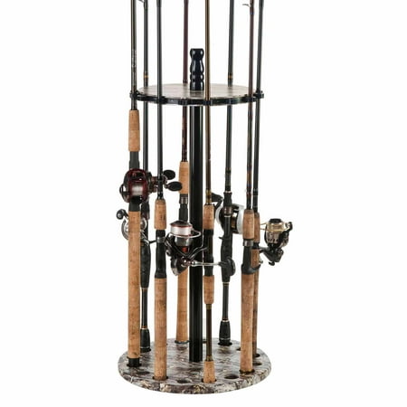 Organized Fishing Round Floor Rack, 15 Capacity, (Best Fishing Rod Rack)