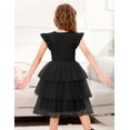 thumbnail image 5 of Oudiya Toddler Girls Fluffy Tutu Dress Tiered Summer Party Sundress Tulle Cute Black Dresses for Kids 2-7Y, 5 of 8
