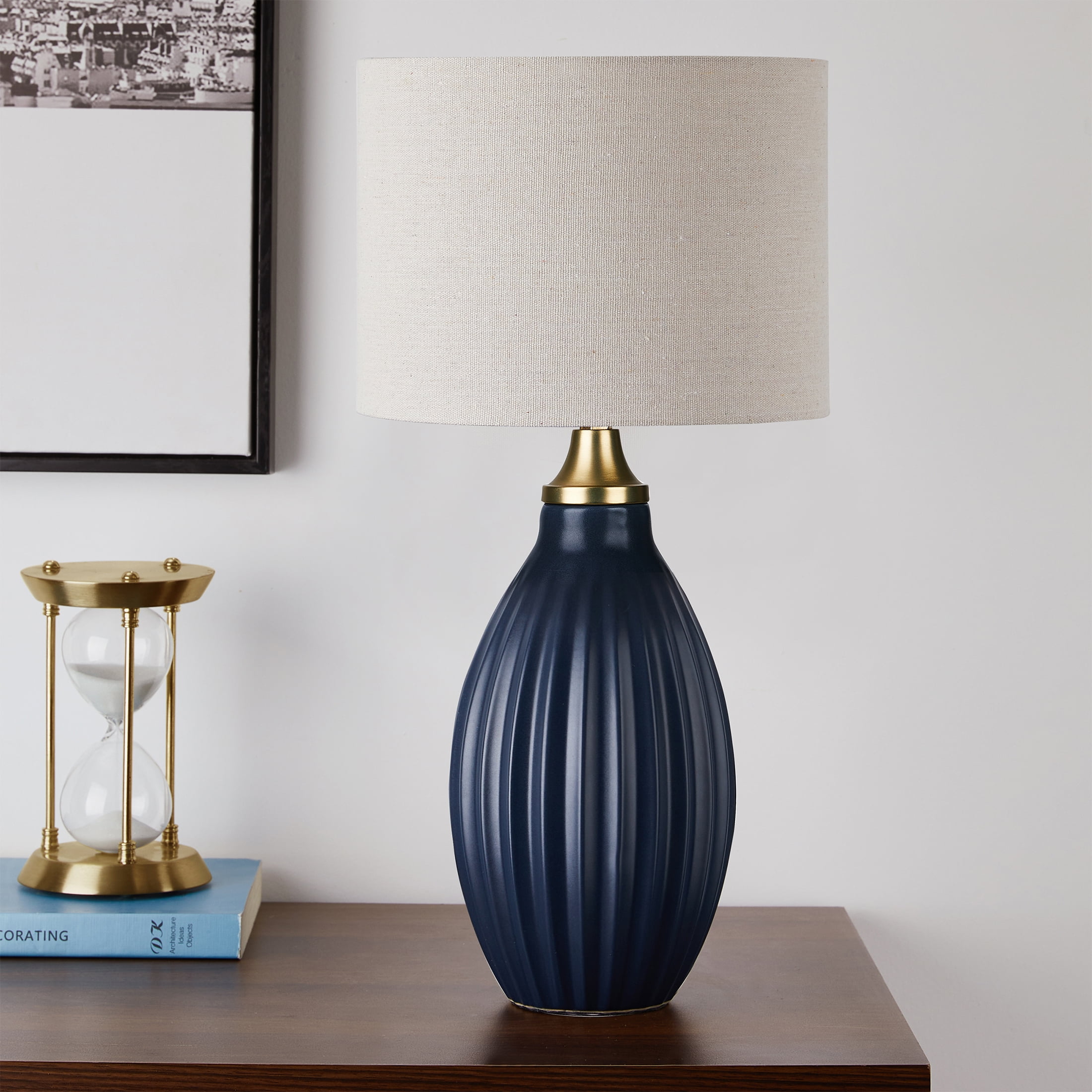 Better homes & gardens blue 2024 geo textured glass table lamp