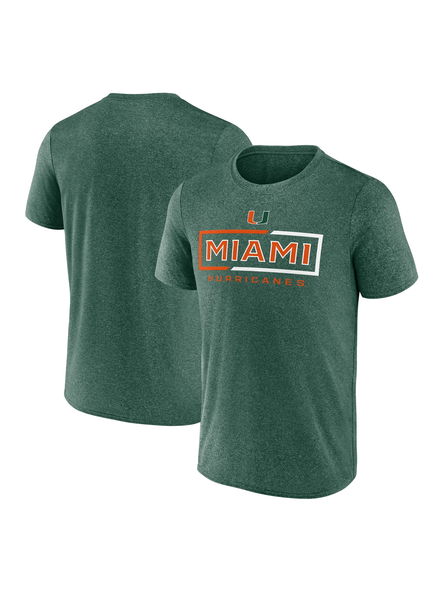 NCAA Miami Hurricanes Men's Synthetic Green Heather Short Sleeve T-Shirt