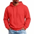 thumbnail image 2 of Zivyakyron Fleece Mens Hoodie Pullover Fall Long Sleeve Athletic Sweatshirts for Men Workout Solid Loose Red S, 2 of 10
