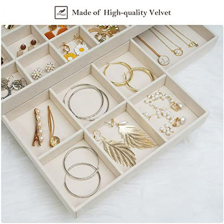 Stackable Jewelry Tray, Jewelry Organizer Tray, Earring Organizer Tray  Large Ring Box, Stacking Jewelry Box, Velvet Jewelry Tray 3 Pc. Set 