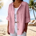 thumbnail image 4 of Outfmvch 2 Piece Sets for Women Linen Button Down Shirts for Women Cotton Linen Short Sleeve Floral Embroidered Boho Tops Summer Floral Short Sleeve Tee Lightweight Jacket Blue M, 4 of 9