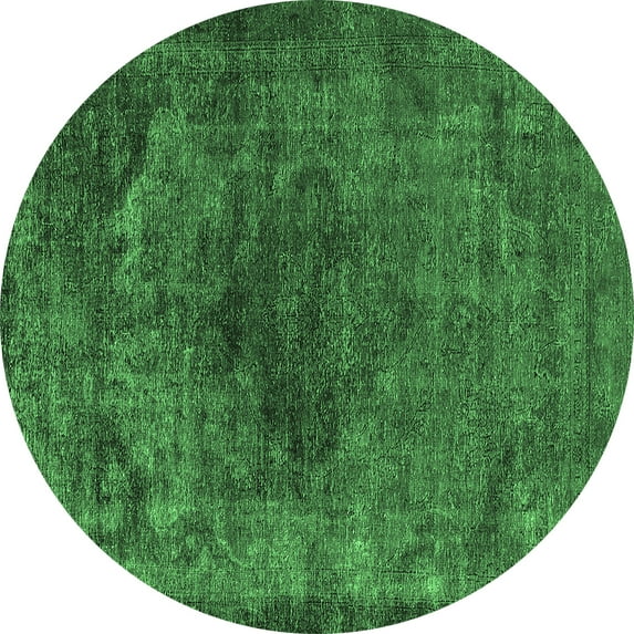 Ahgly Company Indoor Round Oriental Emerald Green Industrial Area Rugs, 8' Round
