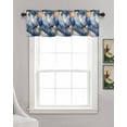 thumbnail image 3 of Navy Blue Ombre Feather Kitchen Valances for Windows Farmhouse Linen Window Valance Curtain for Living Room Window Treatment Modern Art Leaves Valance Rod Pocket Topper Drape, 42 x 18 Inch, 3 of 6